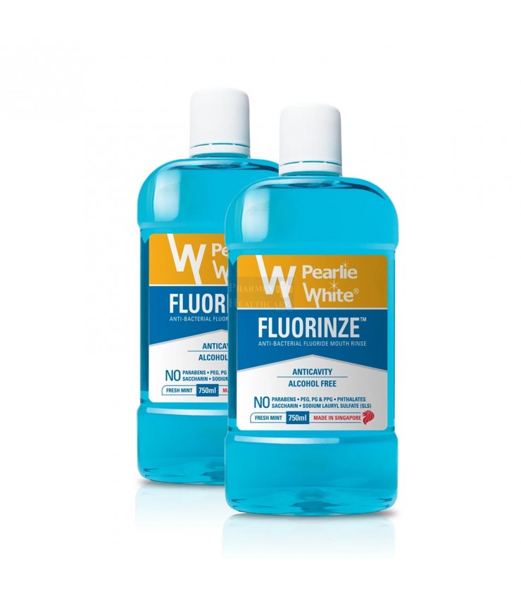 PEARLIE WHITE Fluorinze Antibacterial Fluoride Mouth Rinse, 2 x 750ml
