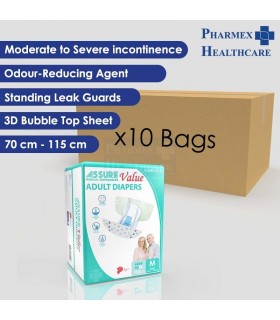 ASSURE Value Adult Diapers Medium,10 Bags/Ctn, 10 Pcs/Bag