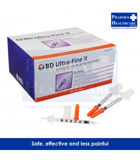 BD Ultra-Fine II 31G x 8mm Insulin Syringe, 100's/Box