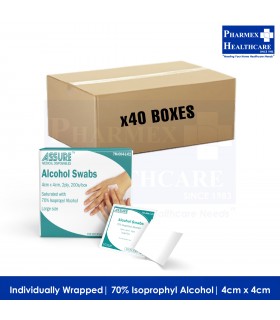 assure alcohol swabs 4cmx4cm 40boxes/carton