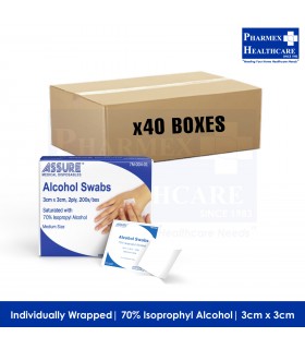 assure alcohol swab 3cmx3cm sterile 40boxes/ctn