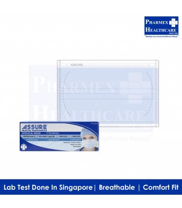 ASSURE Surgical Mask 3-Ply Earloop (50 pcs/box) - EN14683 Type IIR, Singapore brand