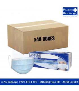 ASSURE Surgical Mask (3-Ply Earloop) - 40 boxes/carton