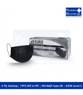 ASSURE Black Surgical Mask (3-Ply Earloop, Disposable, 50Pcs/Box)