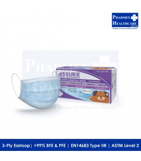 ASSURE Surgical Mask for Child (3-Ply Earloop, Medium, 50 Pcs/Box)