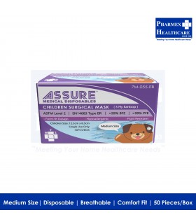 ASSURE Surgical Mask for Child (3-Ply Earloop, Medium, 50 Pcs/Box) - disposable face mask for kids