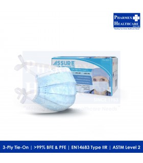 ASSURE Surgical Mask (3-Ply Tie-On, Disposable, 50 Pcs/Box) - Adult