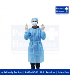 ASSURE Isolation Gown Blue, 115cm x 137cm (fluid resistant, latex free)