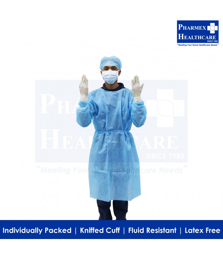 ASSURE Blue Isolation Gown (30gsm) Pharmex Healthcare