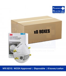 3M N95 Particulate Respirator Mask, 8210, 20 Pcs/Box, 8 Boxes/Carton