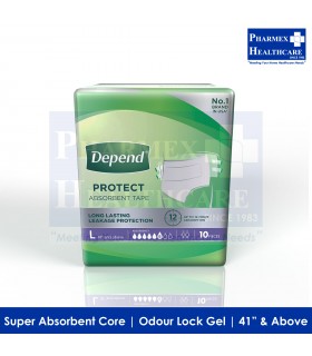 DEPEND Protect Tape Absorbent Diapers, Per Bag (Large)
