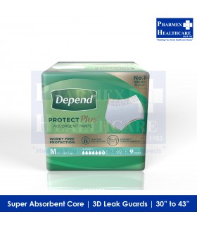 DEPEND Protect Plus Absorbent Pants per Bag (Medium Size) - 9 pieces/bag