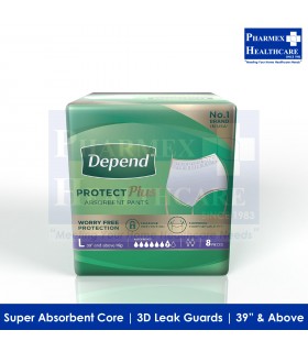 DEPEND Protect Plus Absorbent Pants per Bag (Large Size) - 8 pieces/bag