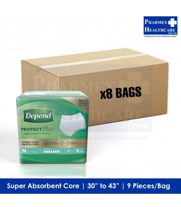 DEPEND Protect Plus Absorbent Pants in Carton (Medium Size, 8 bags/ctn)