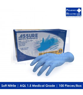 ASSURE Soft Nitrile Examination Gloves Powder-Free (M size) 100 pieces/box