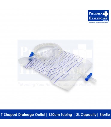 ASSURE Urine Bag with Drainage Outlet & Tubing (2 Litre Capacity) -Singapore Brand