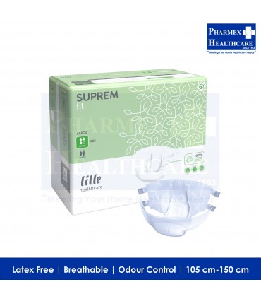 LILLE SUPREM Fit Adult Diapers, Green Super, 22 Pcs/Pack (Size L)