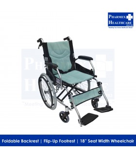 ASSURE REHAB Lightweight Wheelchair with Flip-up Footrest, 18" (Singapore Brand)