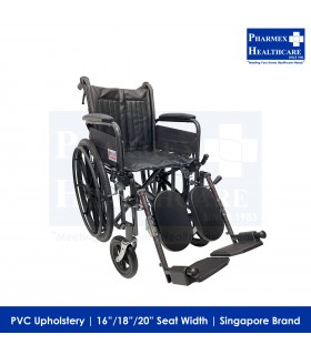 ASSURE REHAB Wheelchair, Heavy Duty, Chrome, DAEF, PVC Upholstery, AR0126 | AR0127 | AR0128, (Singapore Brand)