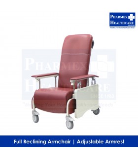 ASSURE REHAB Geriatric Chair, Three Position Recliner with Adjustable Armrest, Ruby Red, | AR0558