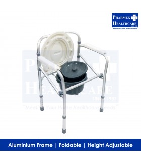ASSURE REHAB Commode Chair, Foldable, Height Adjustable, AR0230, 1 Piece