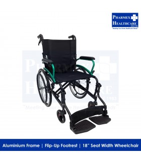 ASSURE REHAB Lightweight Wheelchair with Flip-up Footrest 18" - Singapore Brand