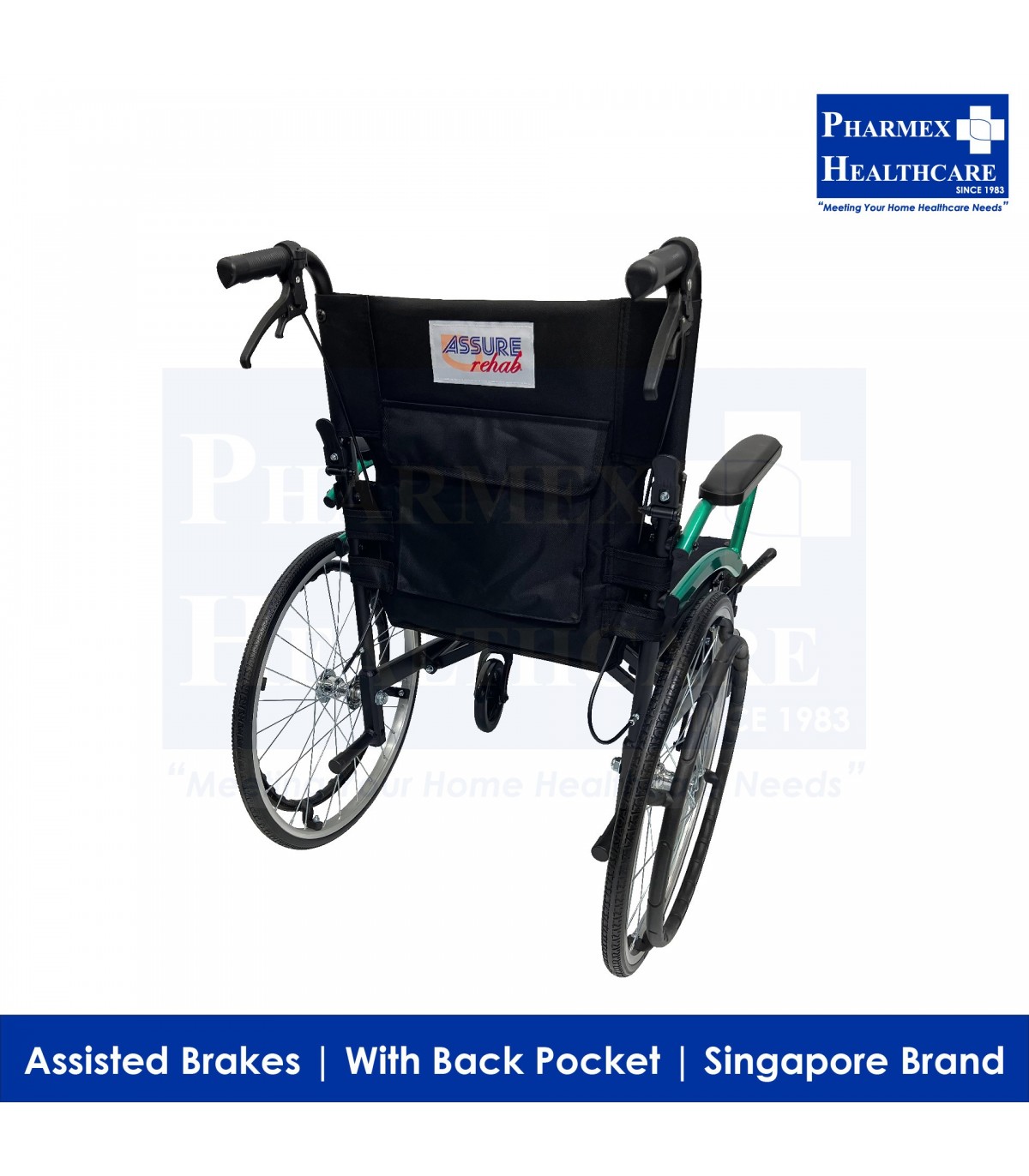 ASSURE REHAB Lightweight Wheelchair with Flipup Footrest 18" Pharmex