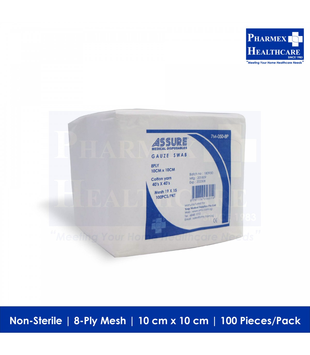 ASSURE Non-Sterile Gauze 10cm x 10cm (3 Ply Types) | Pharmex Healthcare