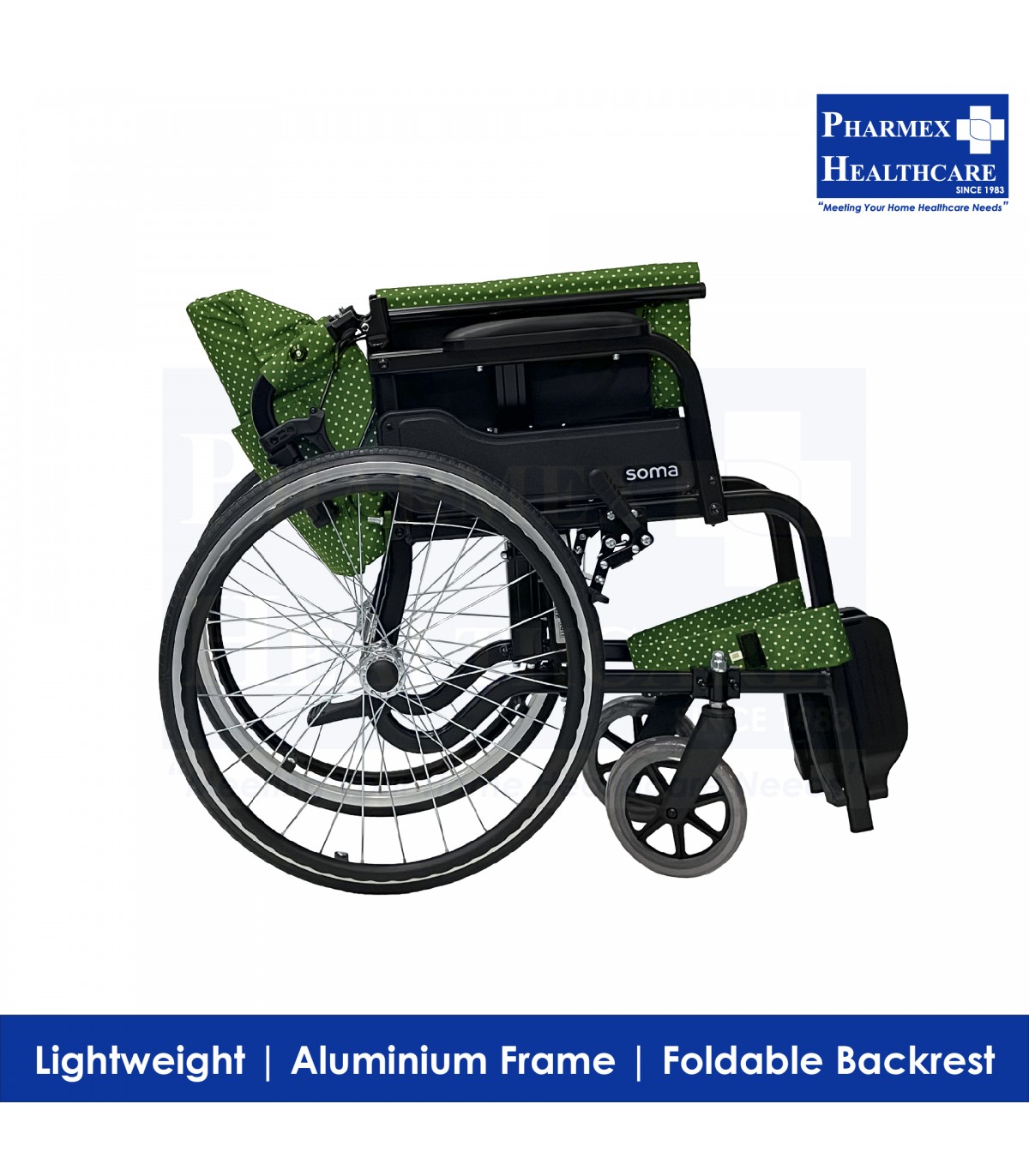 SOMA Standard Wheelchair With Foldable Backrest 18" Pharmex Healthcare