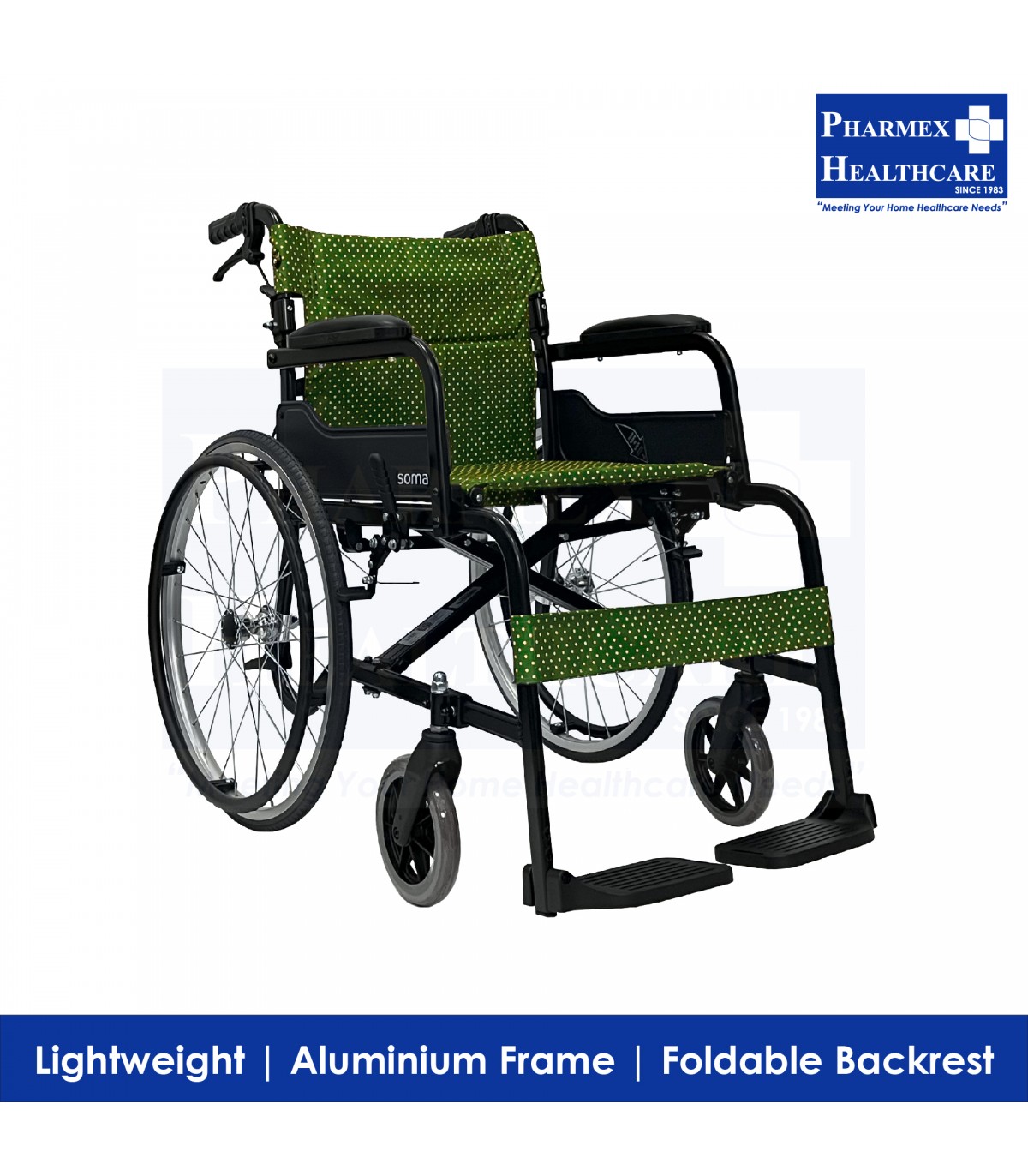 SOMA Standard Wheelchair With Foldable Backrest 18" Pharmex Healthcare
