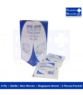 ASSURE Sterile Non-Woven Gauze Swab 4-Ply 10cm x 10cm - Singapore brand