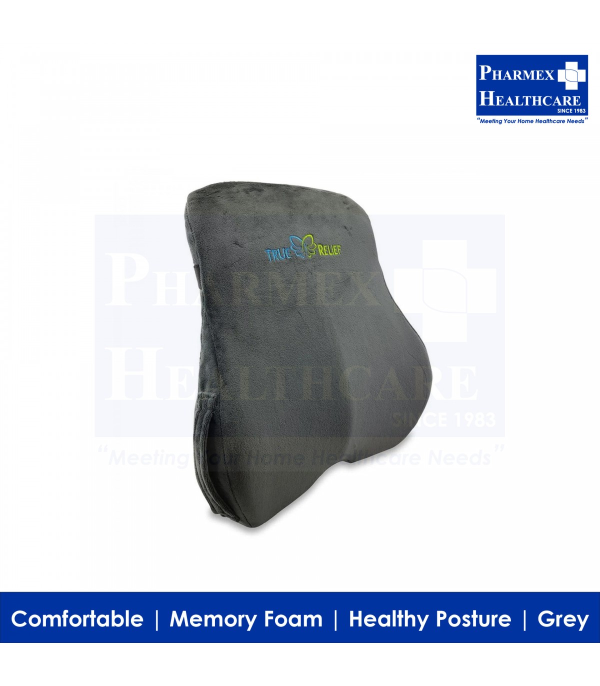 TRUE RELIEF Memory Foam Back Lumbar Support Cushion Pharmex Healthcare