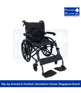 ASSURE REHAB Aluminium Foldable Wheelchair with Flip-Up Armrest & Footrest Singapore brand