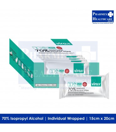 VIROX Alcohol Wipes - Box (15cm x 20cm, 50pcs/box)