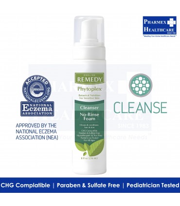 MEDLINE REMEDY Phytoplex Hydrating No-Rinse Foam Cleanser, 8oz