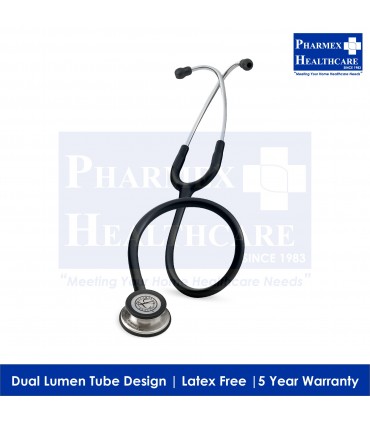 3M Littmann Classic III™ Stethoscope, 5620, Standard-Finish Chestpiece, Black Tube, 27 "