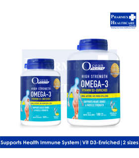 Ocean Health High Strength Omega 3 + Vitamin D3, 60/180 softgels