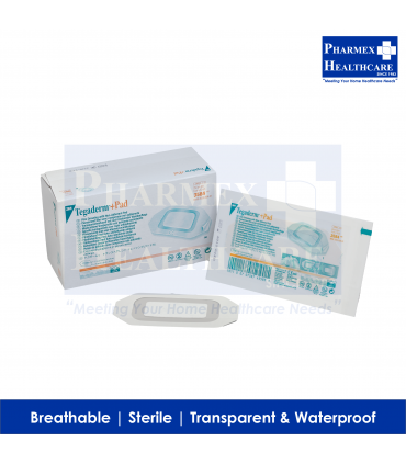 3M Tegaderm Dressing, Transparent Film With Pad, 6cm x 10cm, 3M-3584