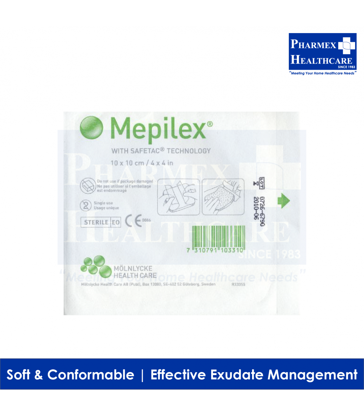 Wound Dressing (Mepilex) 10x10cm, Per Pc