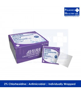 ASSURE Chlorhexidine Swab with 2% Chlorhexidine (7.5cm x 7.5cm) - Singapore brand