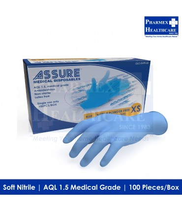 ASSURE Soft Nitrile Examination Gloves Powder-Free (XS size) 100 pieces/box