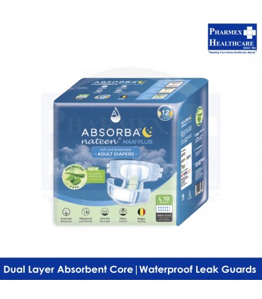ABSORBA Nateen Maxi Plus Adult Diapers 10s