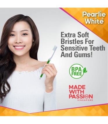 PEARLIE WHITE BrushCare Sensitive Toothbrush, Extra Soft Bristles, 1 Piece