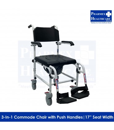 ASSURE REHAB Aluminium Shower Commode Chair with Push Handles (AR-0234)