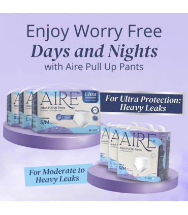 Aire Ultra Protection Adult Diaper Pull Up Pants, 12 Pcs/Bag, 3 Available Sizes
