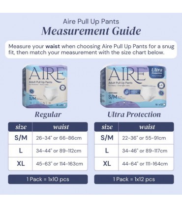 Aire Ultra Protection Adult Diaper Pull Up Pants, 12 Pcs/Bag, 3 Available Sizes