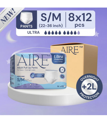 AIRE Ultra Protection Adult Diaper Pull Up Pants (8 bags/ctn, 3 Available Sizes)