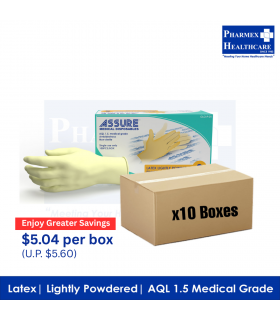ASSURE Latex Lightly Powdered Gloves (10 Boxes/Carton)