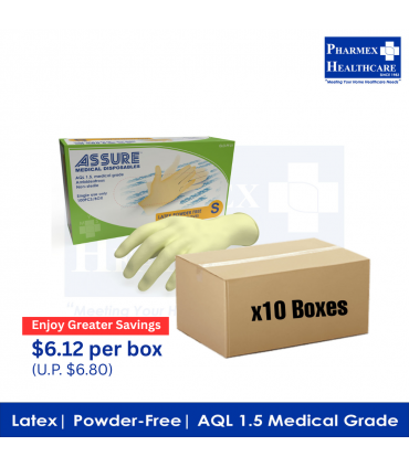 ASSURE Latex Powder-Free Gloves (10 Boxes/Carton)