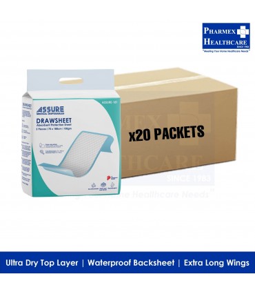ASSURE Drawsheet 70cm x 180cm, 100g (5 Pcs/Pkt, 20 Pkts/Ctn)